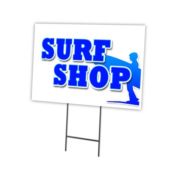 Surf Shop Yard Sign & Stake outdoor plastic coroplast window, C-1216 Surf Shop